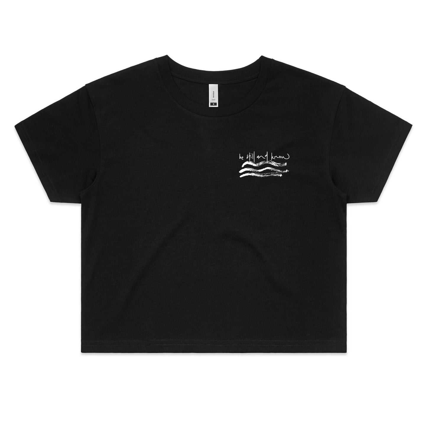 be still and know - girls crop tee