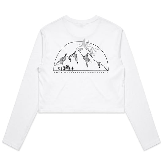 move mountains - girls long sleeve crop tee