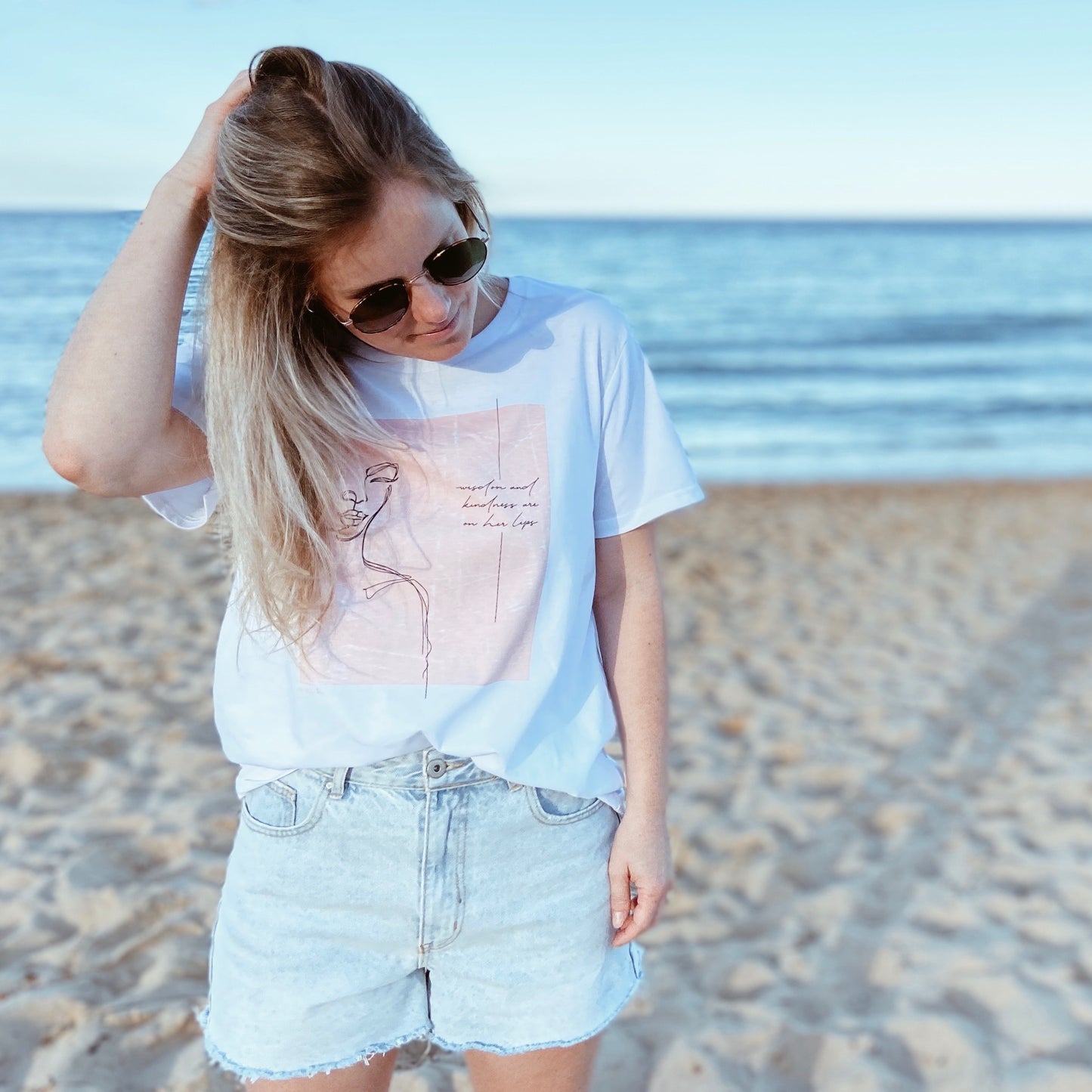 wisdom and kindness - peach - girls tee