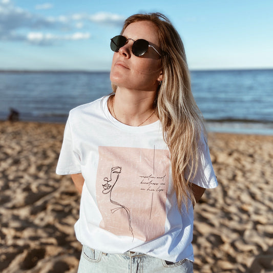 wisdom and kindness - peach - girls tee